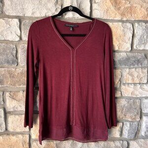 WHBM Super Soft Burgundy Jeweled Top Sz XXS